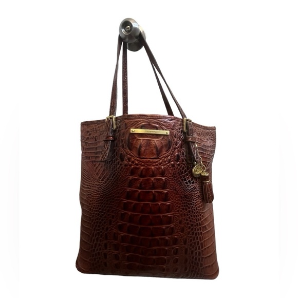 Brahmin Pecan Melbourne Croc-Embossed Brown Leather Handbag main image 12